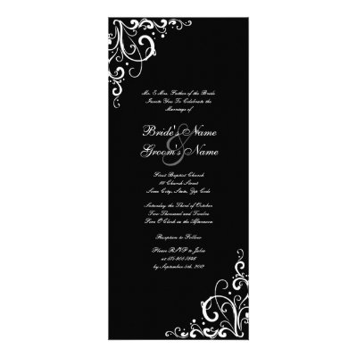 Black and White Tall Flourish Wedding Invitation