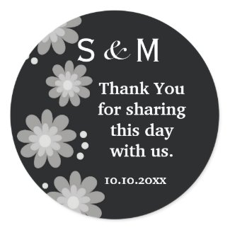 Black And White Thank You Monogram Wedding sticker