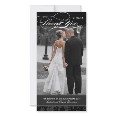 Black and White Thank You Photo Card (4x8)