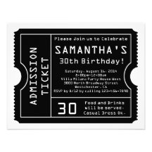 Black and White Ticket Invitation, Digital Style