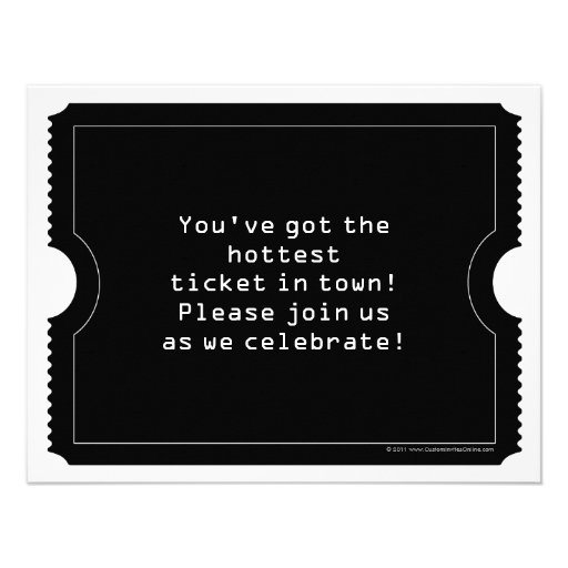 Black and White Ticket Invitation, Digital Style