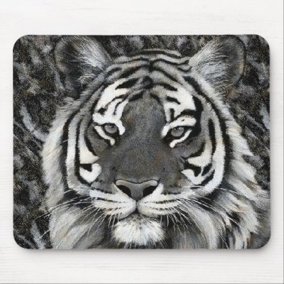 Black and White Tiger Mousepad by touchministry