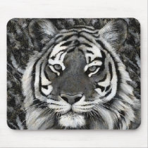 Black and White Tiger Mousepad by touchministry Black and White Tiger Mousepad