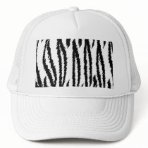 Black and White Tiger Print. Tiger Pattern. Trucker Hat