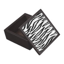 Black and White Tiger Print. Tiger Pattern. Premium Jewelry Box