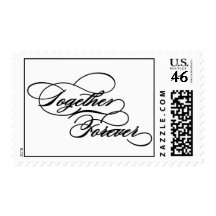 Black and white together forever postage