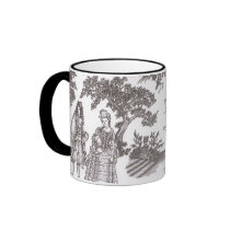 Black and White Toile Print Coffee Mug by kimfranzese Black and White Toile Print Coffee Mug
