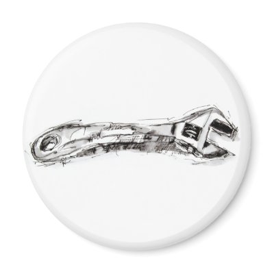 Black and White Tool Drawing Wrench Refrigerator Magnet by studio236