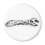 Black and White Tool Drawing Wrench Refrigerator Magnet