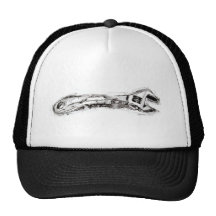 Black and White Tool Drawing Wrench Mesh Hat