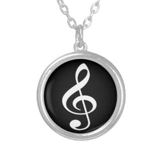 Black and White Treble Clef Music Necklace necklace
