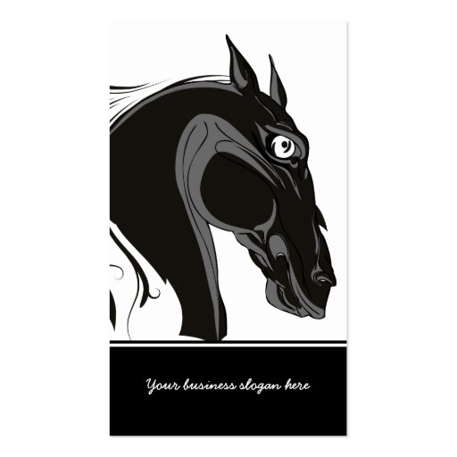Black and white tribal horse head custom business business cards (front side)