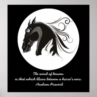 Black and white tribal horse head custom poster print