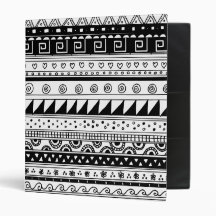 Black and white Tribal pattern Binders