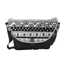 Black and white Tribal pattern Courier Bag