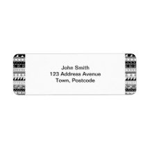Black and white Tribal pattern Return Address Labels
