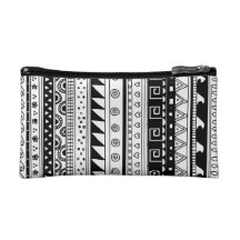 Black and white Tribal pattern Makeup Bag