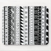 Black and white Tribal pattern Mousepads
