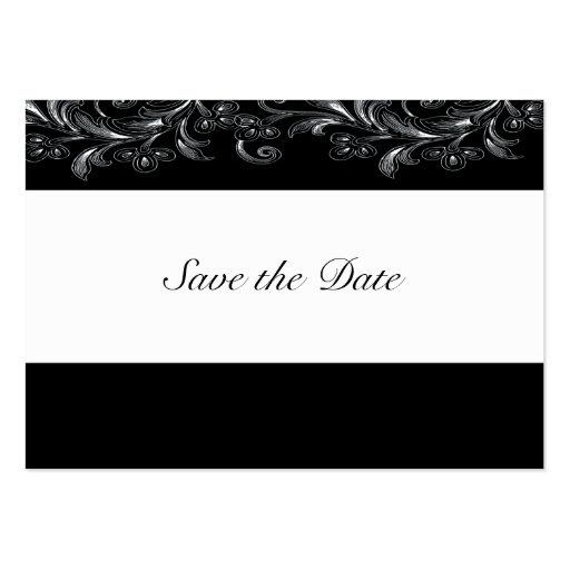Black and White Tropical Vines Save The Date Cards Business Card (front side)