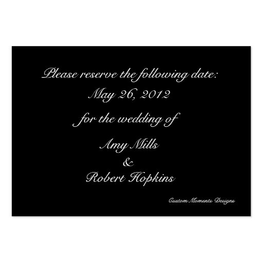 Black and White Tropical Vines Save The Date Cards Business Card (back side)