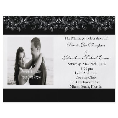 Black And White Tropical Vines Wedding Programs Full Color Flyer by custommoments