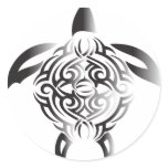 black-and-white-turtle round sticker
