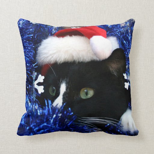 cat christmas pillow