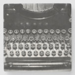 Black and White Typewriter Stone Beverage Coaster