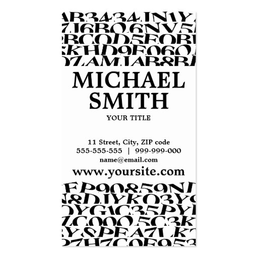 Black And White Typography business card (front side)