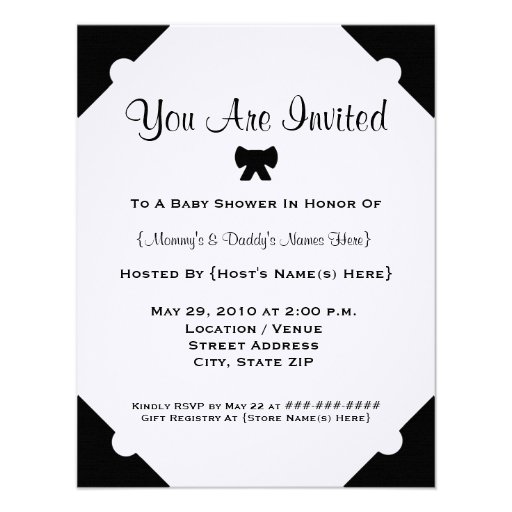Black and White Umbrella Baby Shower Invitation