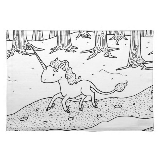 Black and white Unicorn galloping Placemat