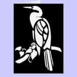 Black and white vector art, birds: heron in tree cards