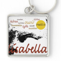 black and white Venetian angel closeup Key Chains