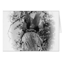 Black and White Victorian Angel Statue Card