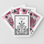 Black and White Victorian Floral Design playing cards