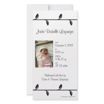 Black and White Vine Birth Announcement photo cards