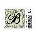 Black and white vintage damask mon... - Customized postage
