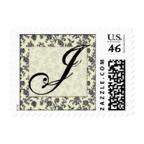Black and white vintage damask mon... - Customized postage by aslentz Black and white vintage damask mon... - Customized postage
