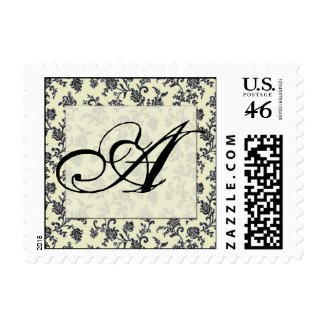 Black and white vintage damask monogram stamp