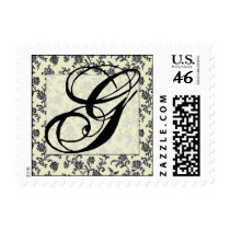 Black and white vintage damask monongram stamps