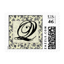 Black and white vintage damask pos... - Customized stamps