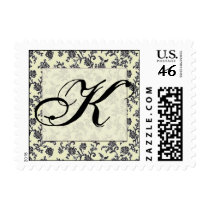 Black and white vintage damask postage postage