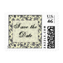 Black and white vintage damask postage by aslentz Black and white vintage damask postage