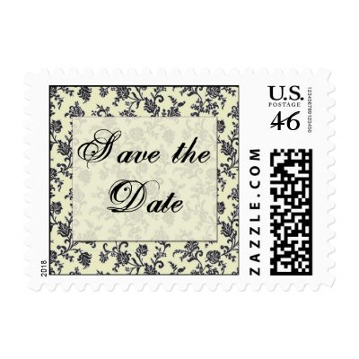 Black and white vintage damask postage