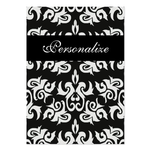 Black and White Vintage Damask Professional Busine Business Card (back side)