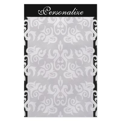 Black and White Vintage Damask Stationery by MidnightDreamer
