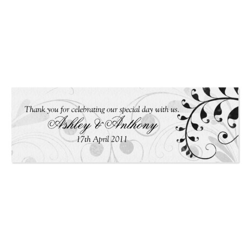 Black and White Vintage Floral Wedding Favour Tags Business Card Template