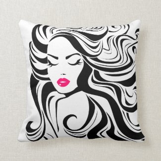 Black and white vintage girl throw pillow