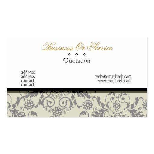 Black and White Vintage Lace Chair Business Card Templates (back side)