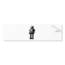 Black and White Vintage Robot Bumper Stickers